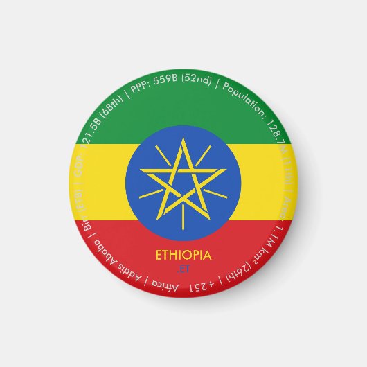Ethiopië Vlagmagneet Magneet (Voorkant)