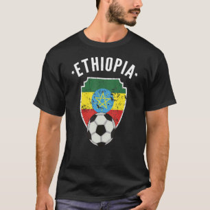 Ethiopië Voetbal Ethiopië Vlag Voetbal Ethiopische T-shirt