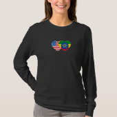 Ethiopië & VS-vlag Tweelinghart 4 Ethiopisch-Ameri T-shirt (Voorkant)