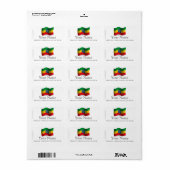 Ethiopië zwaait met vlag etiket (Full Sheet)