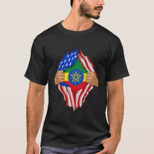 Ethiopisch bloed in mij Ethiopië vlag cadeau T-shirt