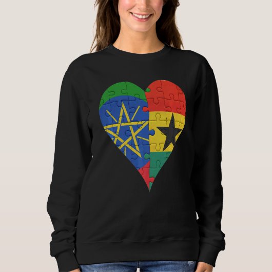 Ethiopisch Ghanees Vlag Hart Trui (Voorkant)