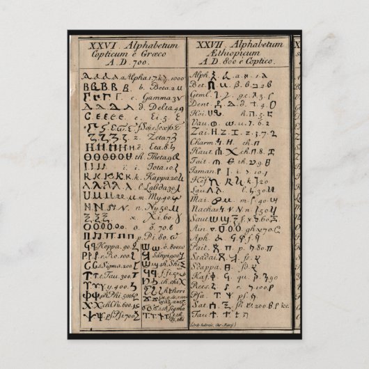 Ethiopisch-Koptisch alfabet Briefkaart (Voorkant)