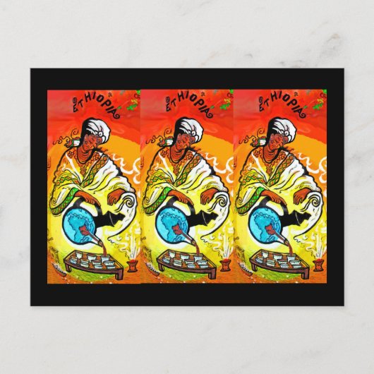 Ethiopisch Man in Turban Pesting Tea Briefkaart (Voorkant)