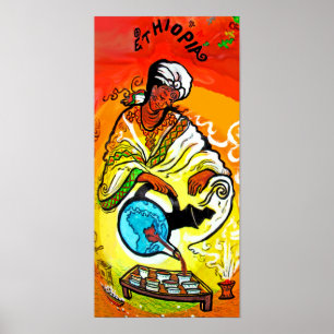 Ethiopisch Man in Turban Pesting Tea Poster