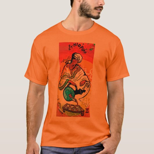 Ethiopisch Man in Turban Pesting Tea T-shirt (Voorkant)