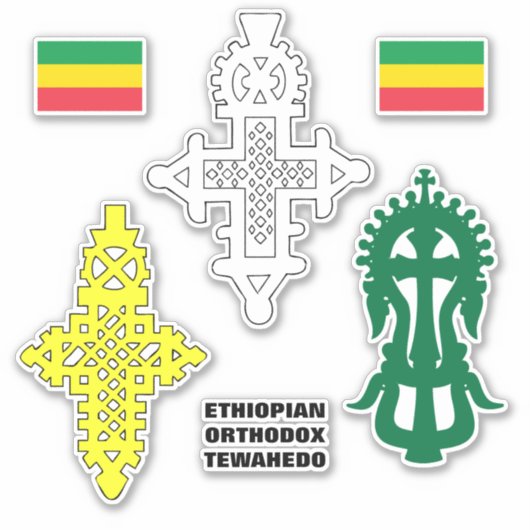 Ethiopisch-orthodox kruis የመስ ቀልስቲ ከ ር sticker (Voorkant)