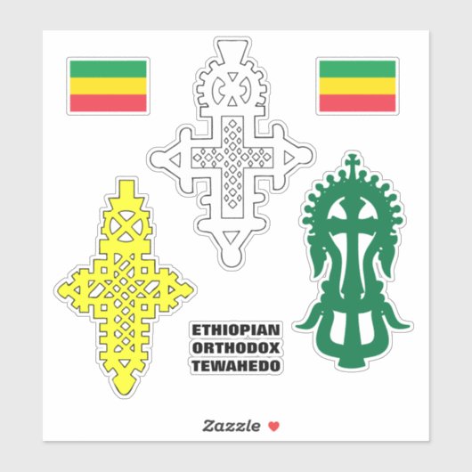 Ethiopisch-orthodox kruis የመስ ቀልስቲ ከ ር sticker (Vel)