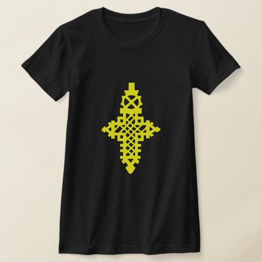 Ethiopisch-orthodox Tewahedo geel kruis T-shirt (Laagn)