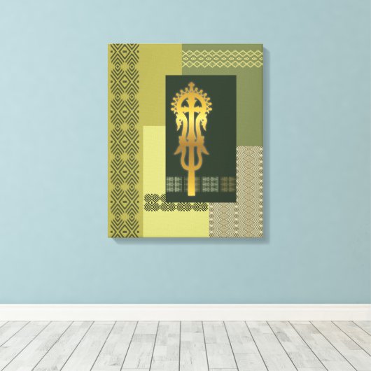 Ethiopisch processiekruis canvas afdruk (Insitu (Houten vloer))