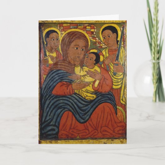 Ethiopisch Zwart Madonna met de Kerstkaart van Feestdagen Kaart (Voorkant)