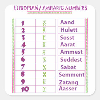 Ethiopische/Amerikaanse cijfers Vierkante Sticker