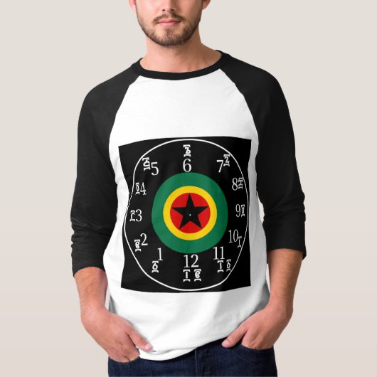 Ethiopische BLK Star Clock - Amharic-English Numbe T-shirt (Voorkant)