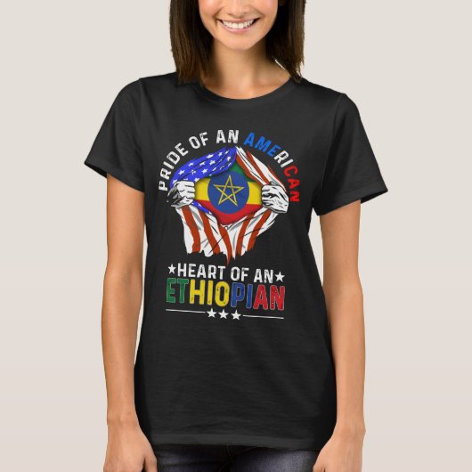 Ethiopische buitenlandse vlag t-shirt (Voorkant)
