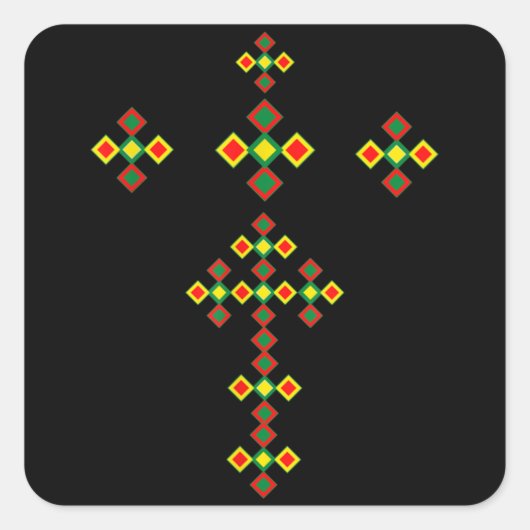 Ethiopische Cross Art Ethiopian Traditional Clothe Vierkante Sticker (Voorkant)