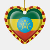 Ethiopische hartvlag met Sun Rays Keramisch Ornament (Achterkant)