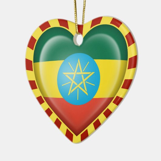 Ethiopische hartvlag met Sun Rays Keramisch Ornament (Links)