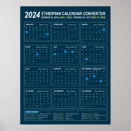 Ethiopische kalender Converter Jaar 2024 Downloade Poster