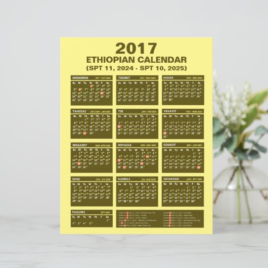 Ethiopische kalender Converter SPT 2024 tot 2025 (Staand voorkant)