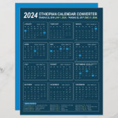 Ethiopische kalender Converter voor het jaar 2024 (Voorkant / Achterkant)