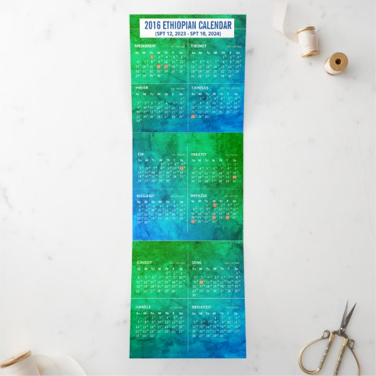 Ethiopische kalender drieluik kaart (Binnen)
