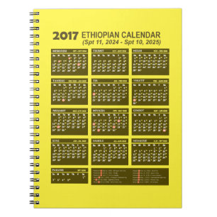 Ethiopische kalender voor 2024 en 2025 notitieboek