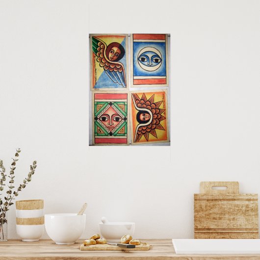Ethiopische kerkschildering - Angels Artwork Poste Poster (Keuken)