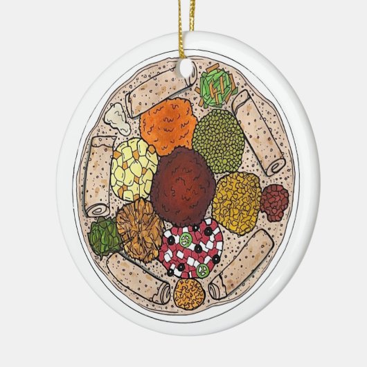 Ethiopische kookplaat Injera wat linzen Keramisch Ornament (Links)