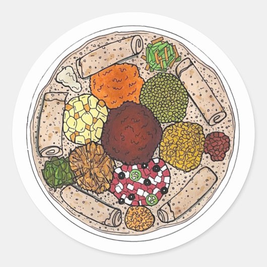 Ethiopische kookplaat Injera wat linzen Ronde Sticker (Voorkant)