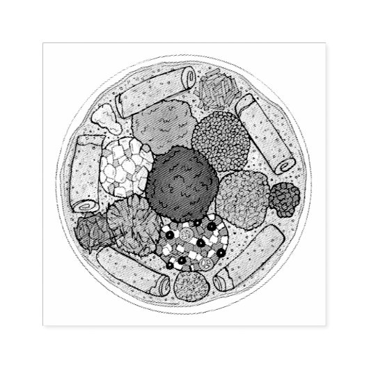 Ethiopische kookplaat Injera wat linzen Rubberstempel (Afrduk)