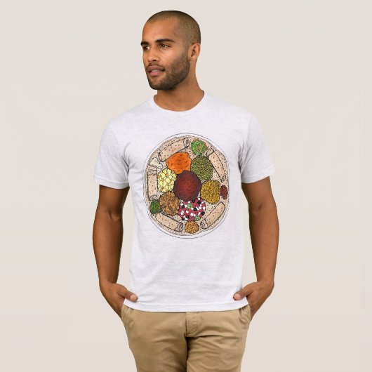Ethiopische kookplaat Injera wat linzen T-shirt (Voorkant volledig)