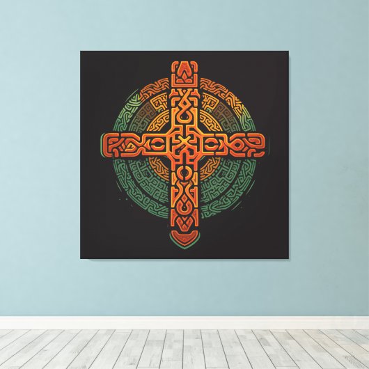 Ethiopische kruising canvas afdruk (Insitu (Houten vloer))