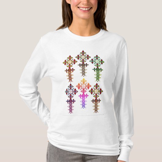 Ethiopische kruising Long Sleeve T-Shirt (Voorkant)