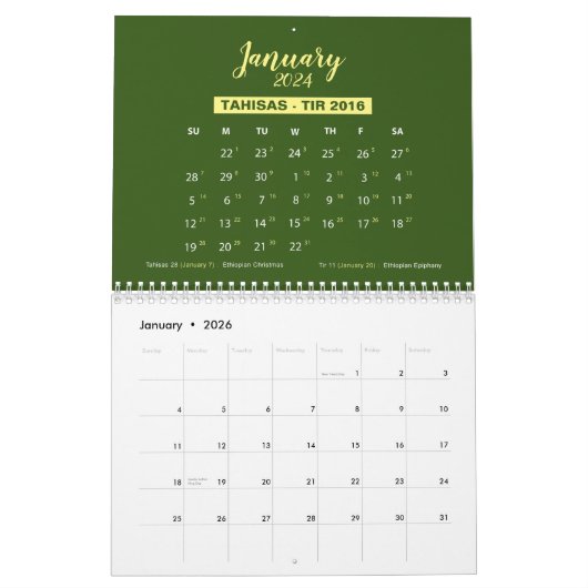 Ethiopische muur kalender Converter voor het jaar  (Jan 2026)