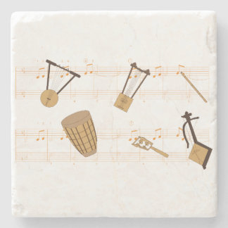 Ethiopische muziekinstrumenten T-shirt Stenen Onderzetter