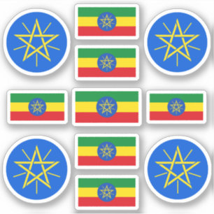 Ethiopische nationale symbolen/wapenschild en vlag sticker