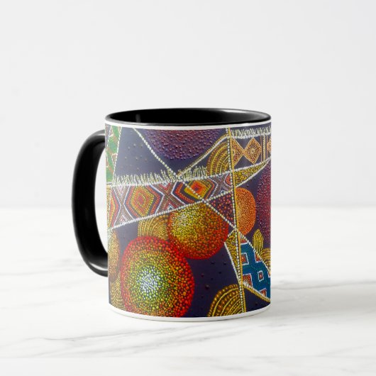 Ethiopische Pattern Dot Art Mok (Voorkant links)