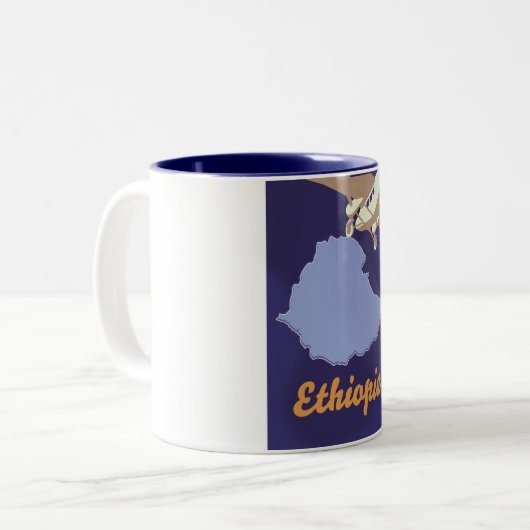 Ethiopische reisposter tweekleurige koffiemok (Voorkant links)