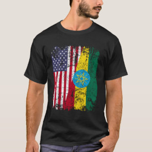 Ethiopische roots halve Amerikaanse vlag Ethiopië T-shirt