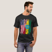 Ethiopische roots halve Amerikaanse vlag Ethiopië T-shirt (Voorkant volledig)
