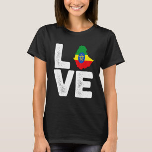 Ethiopische trots liefde Ethiopië vlag kaart Zwart T-shirt