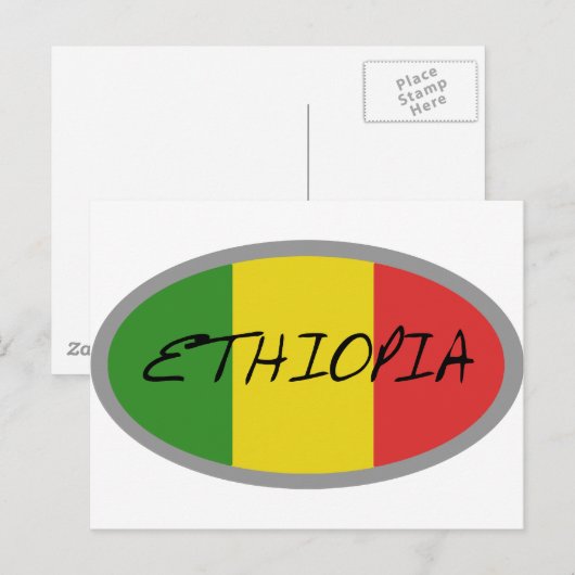 Ethiopische vlag! briefkaart (Voorkant / Achterkant)