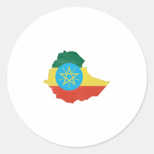 Ethiopische vlag en kaart ronde sticker