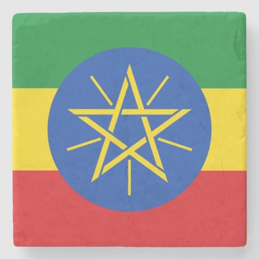 Ethiopische vlag (Ethiopië) Stenen Onderzetter (Voorkant)