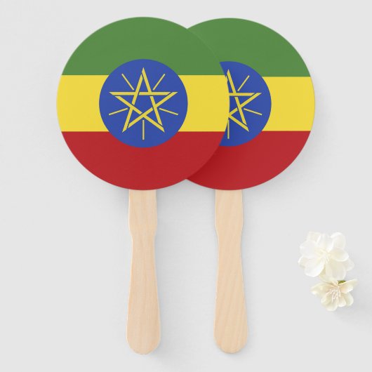 Ethiopische vlag handwaaier (Voorkant en achterkant)