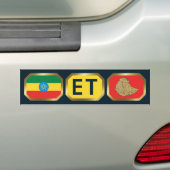 Ethiopische Vlag Landkaart Code Bumpersticker (Op auto)