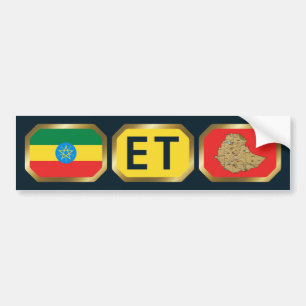 Ethiopische Vlag Landkaart Code Bumpersticker