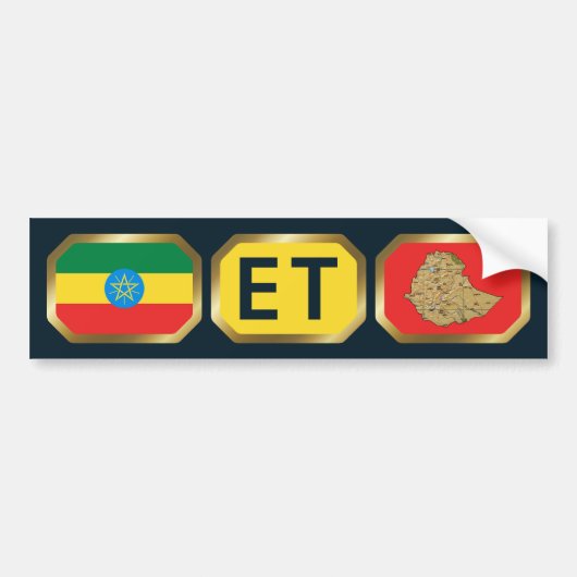 Ethiopische Vlag Landkaart Code Bumpersticker (Voorkant)