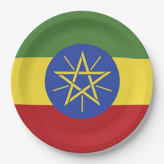 Ethiopische vlag papieren bordje (Voorkant)