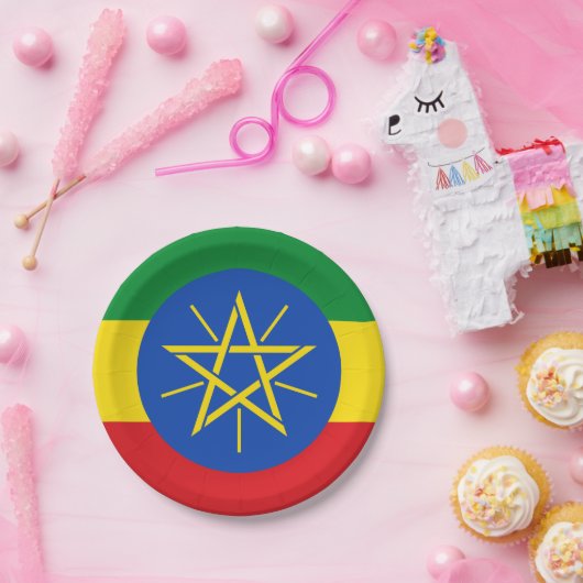 Ethiopische vlag papieren bordje (Feest)